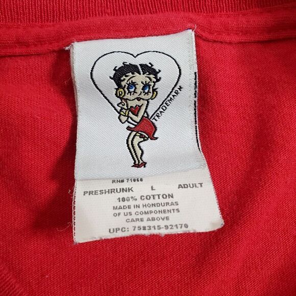 Vintage Betty Boop T Shirt Size L Red Whats Up With That Y2K 2000 Freeze - Picture 9 of 11